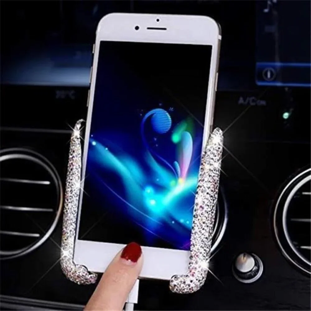 Bling Car Phone Holder Mount Dash Air Vent Universal 360°Adjustable Crystal